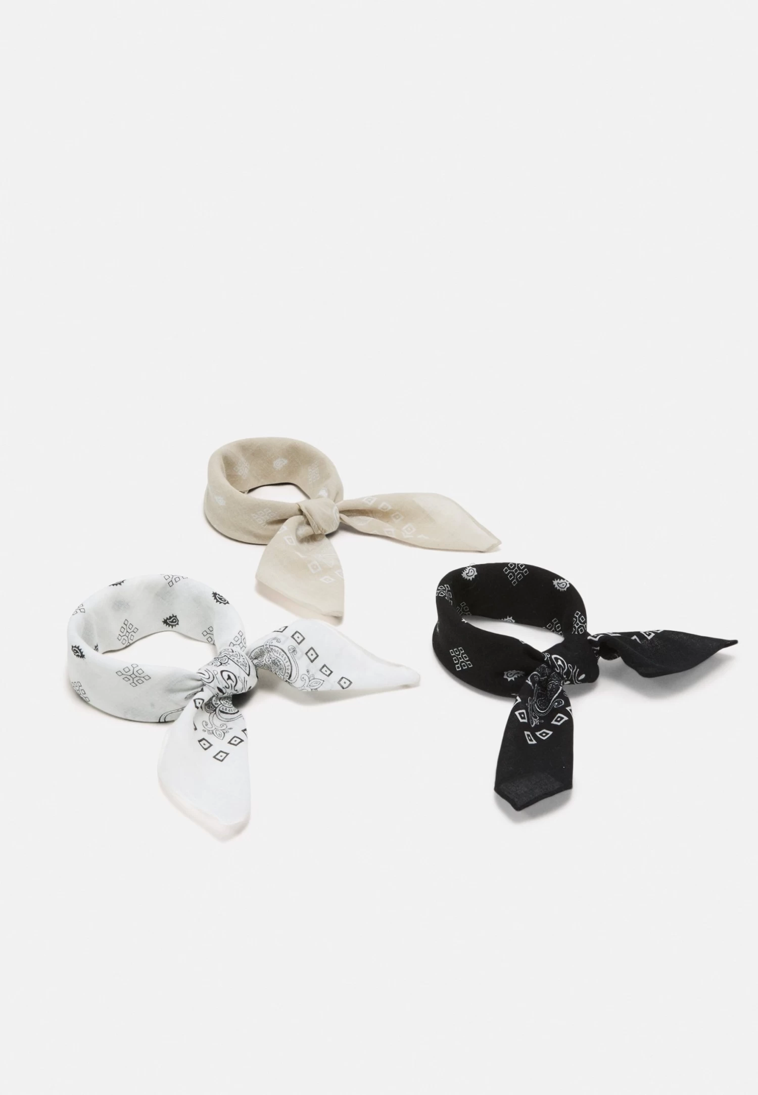 Bandana Unisex 3 Pack - Foulard - Black/White/Beige