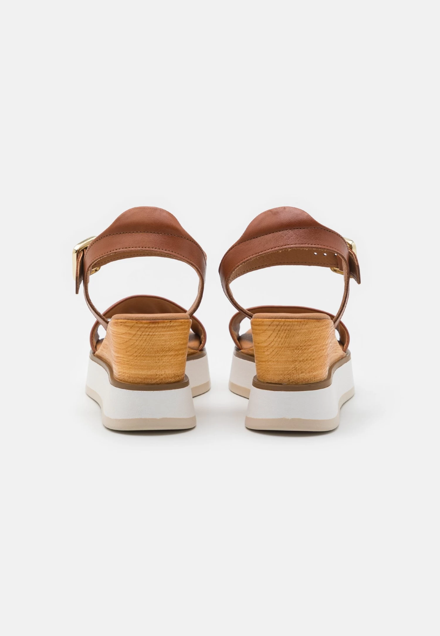 Leather - Platform Sandals - Cognac