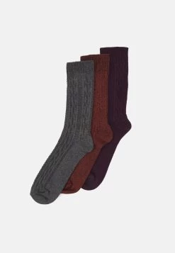 Pier One 3Pack - Socks - Dark Green/Orange/Bordeaux