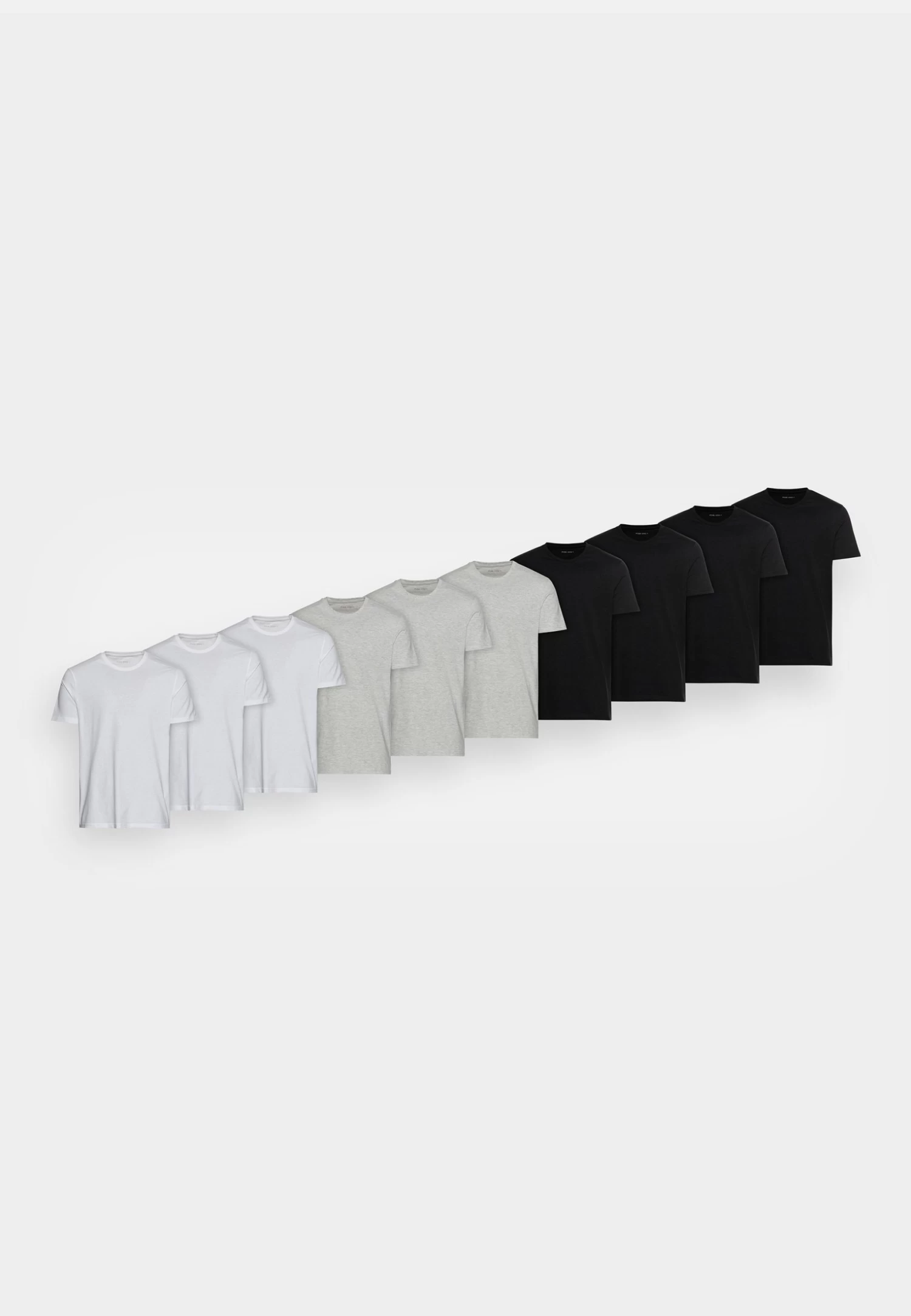 10 Pack - Basic T-Shirt - Mottled Light Grey/Black/White