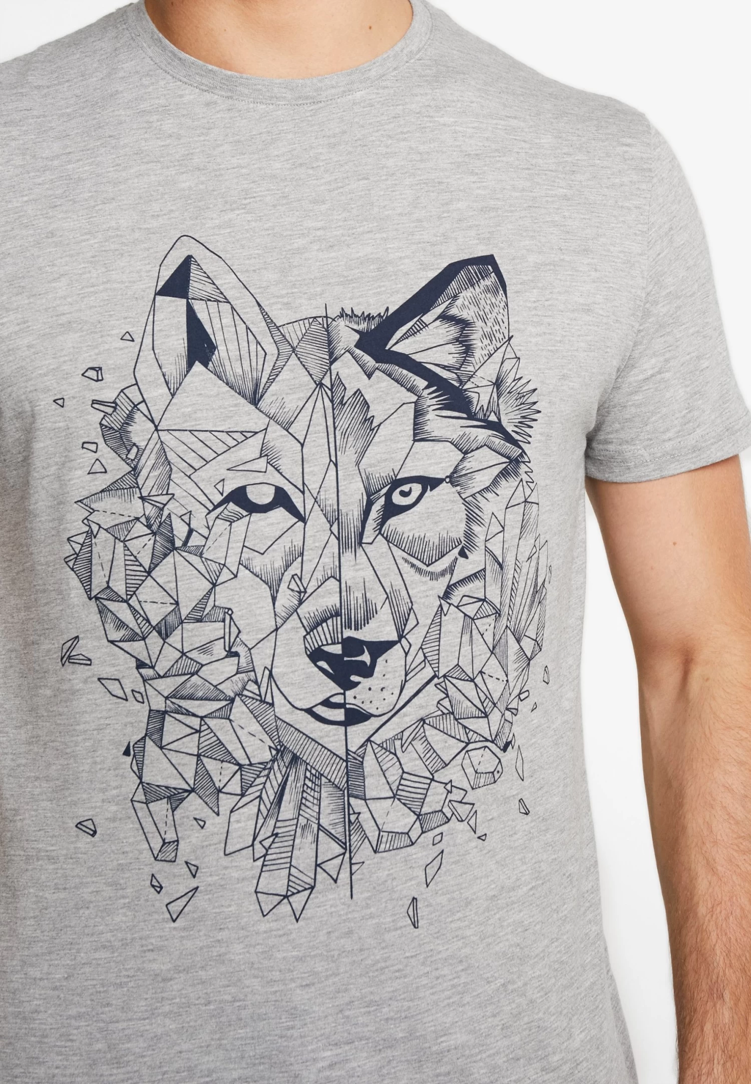 Print T-Shirt - Mottled Grey