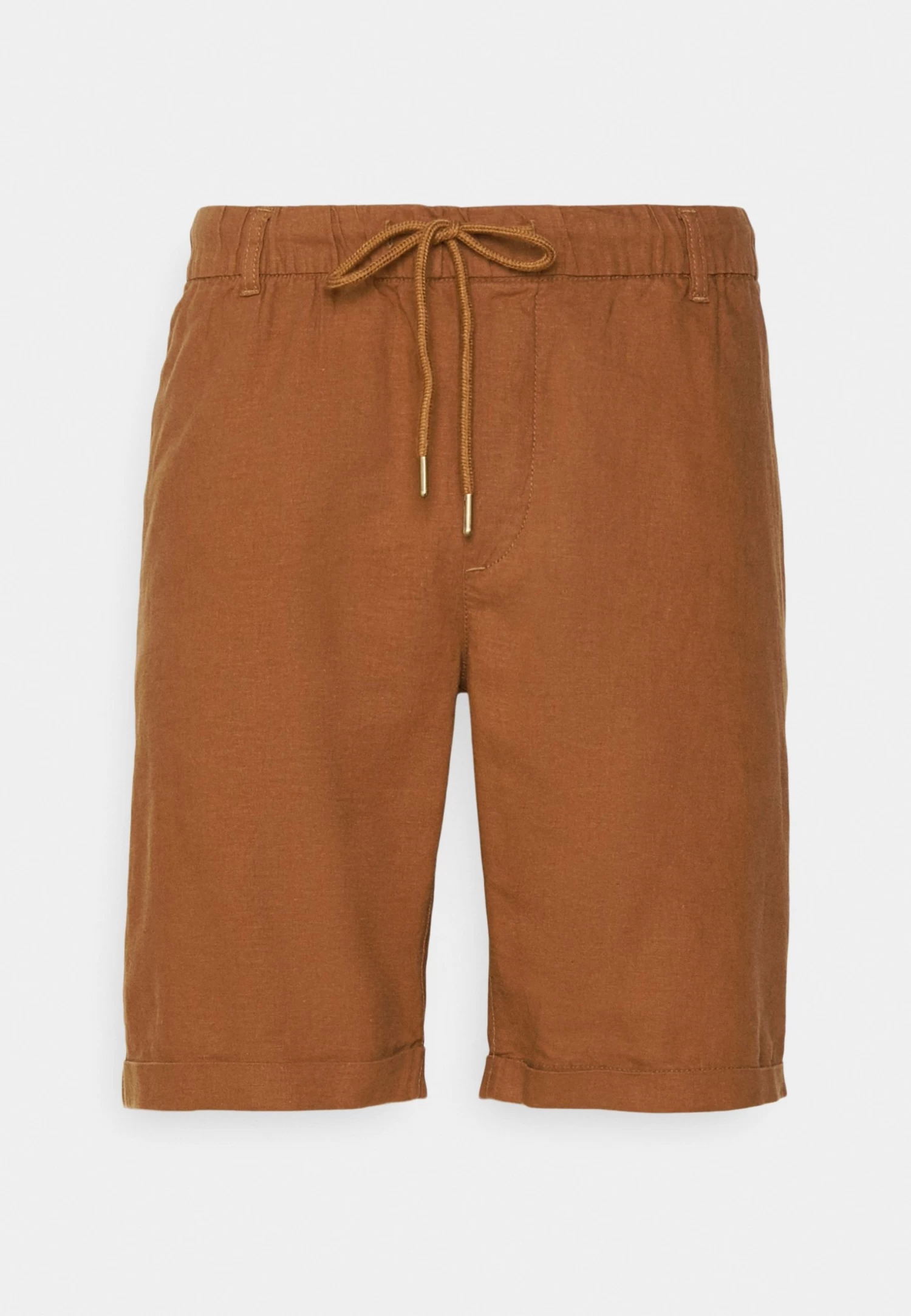 Linen Blend Drawcord Shorts- Shorts - Brown