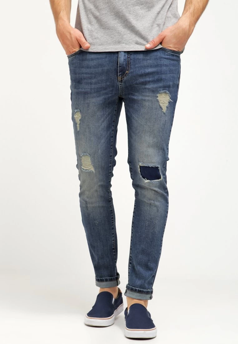 Slim Fit Jeans - Destroyed Denim