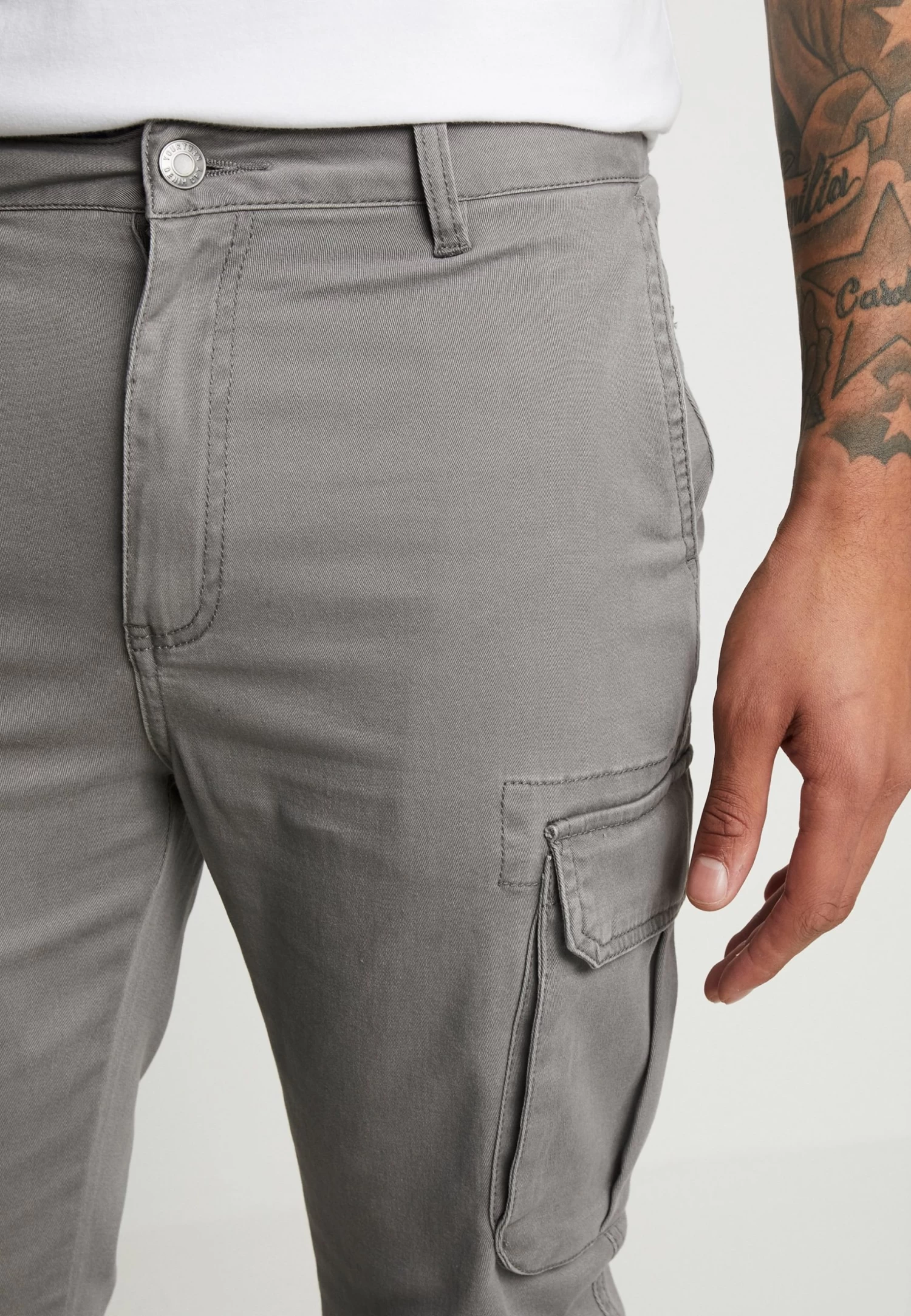 Cuffed Skinny Trouser- Cargo Trousers - Grey
