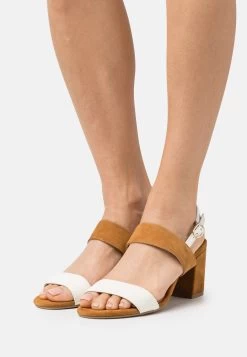 Pier One Leather- Sandals - White/Cognac