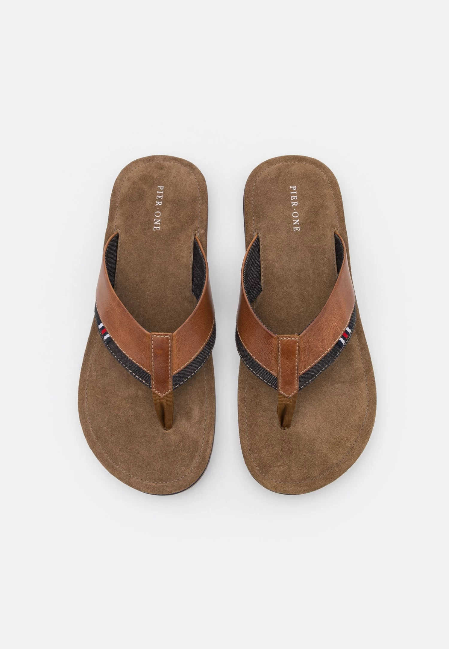 Leather - T-Bar Sandals - Cognac