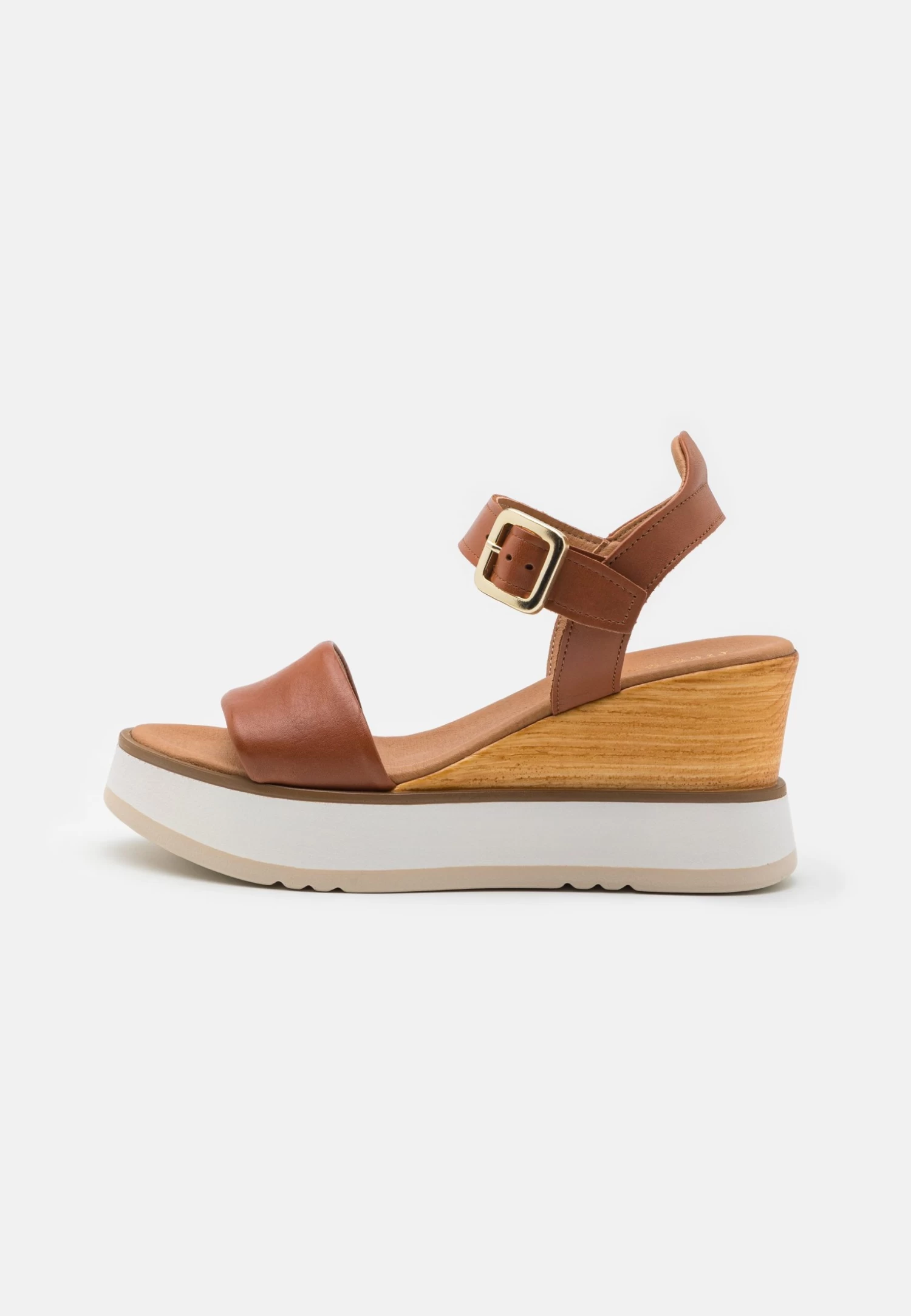 Leather - Platform Sandals - Cognac