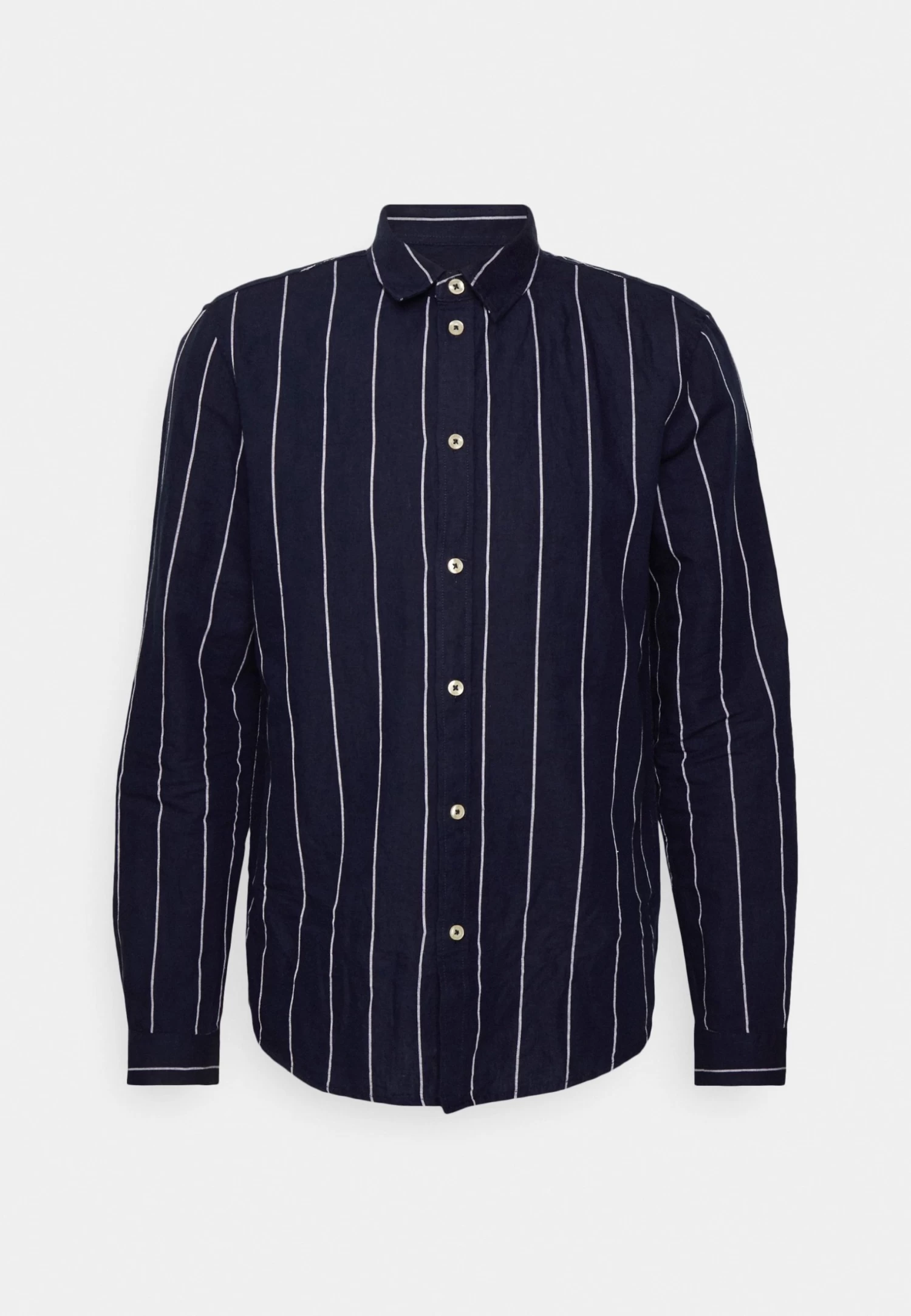 Linen Mix Stripe - Shirt - Dark Blue