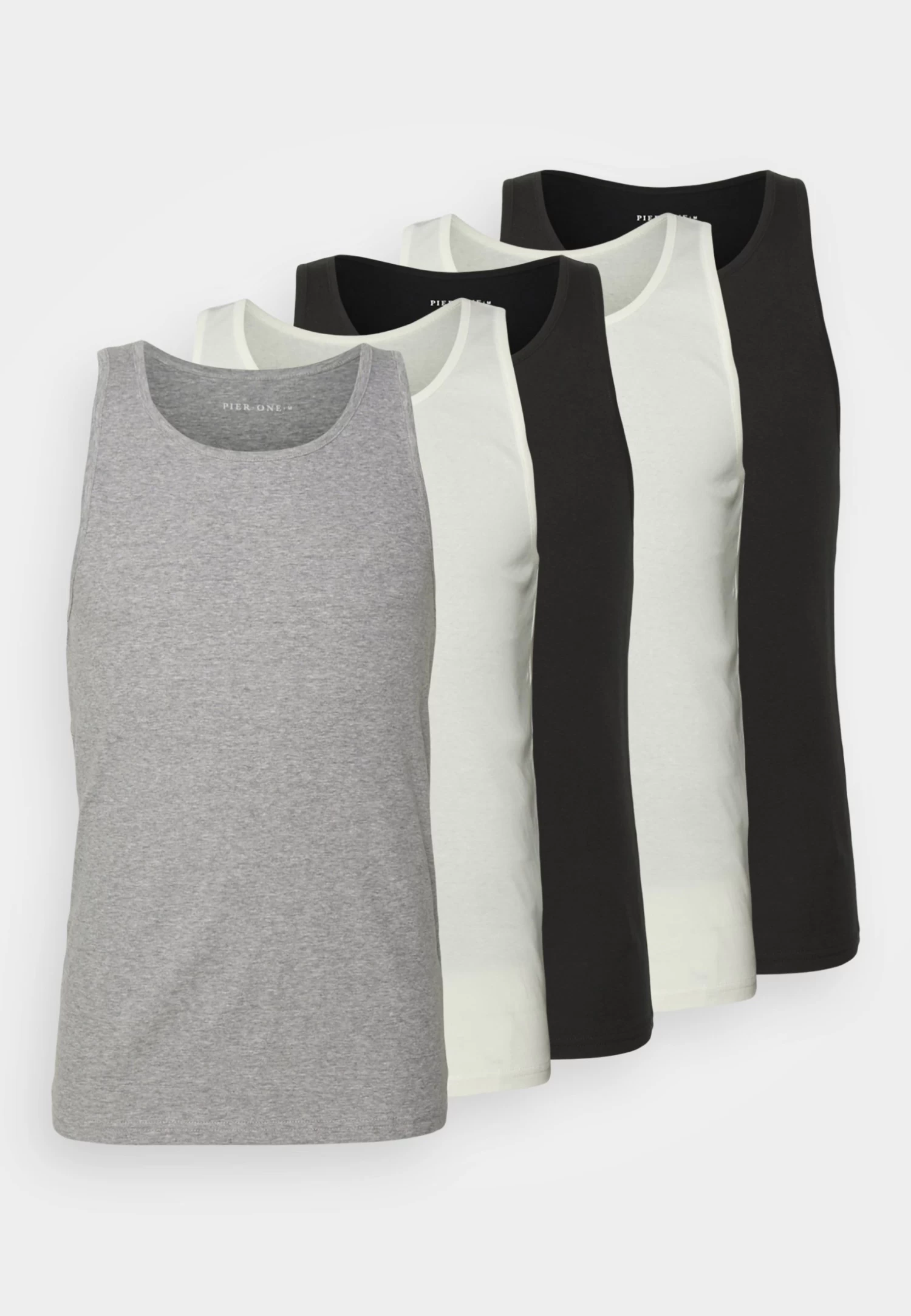 5 Pack - Undershirt - 802 - Black_102 - Grey_001 - White