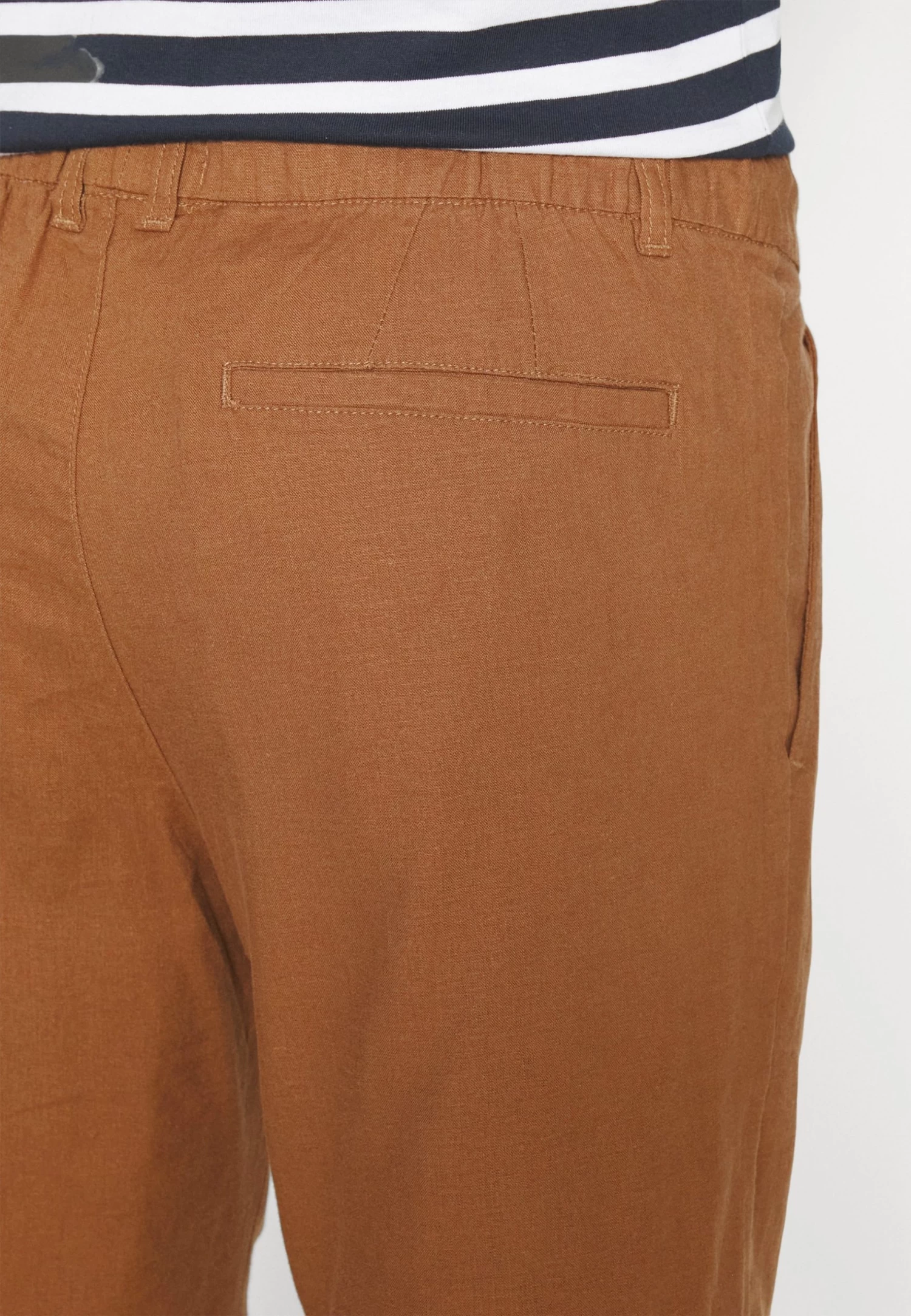 Linen Blend Drawcord Shorts- Shorts - Brown
