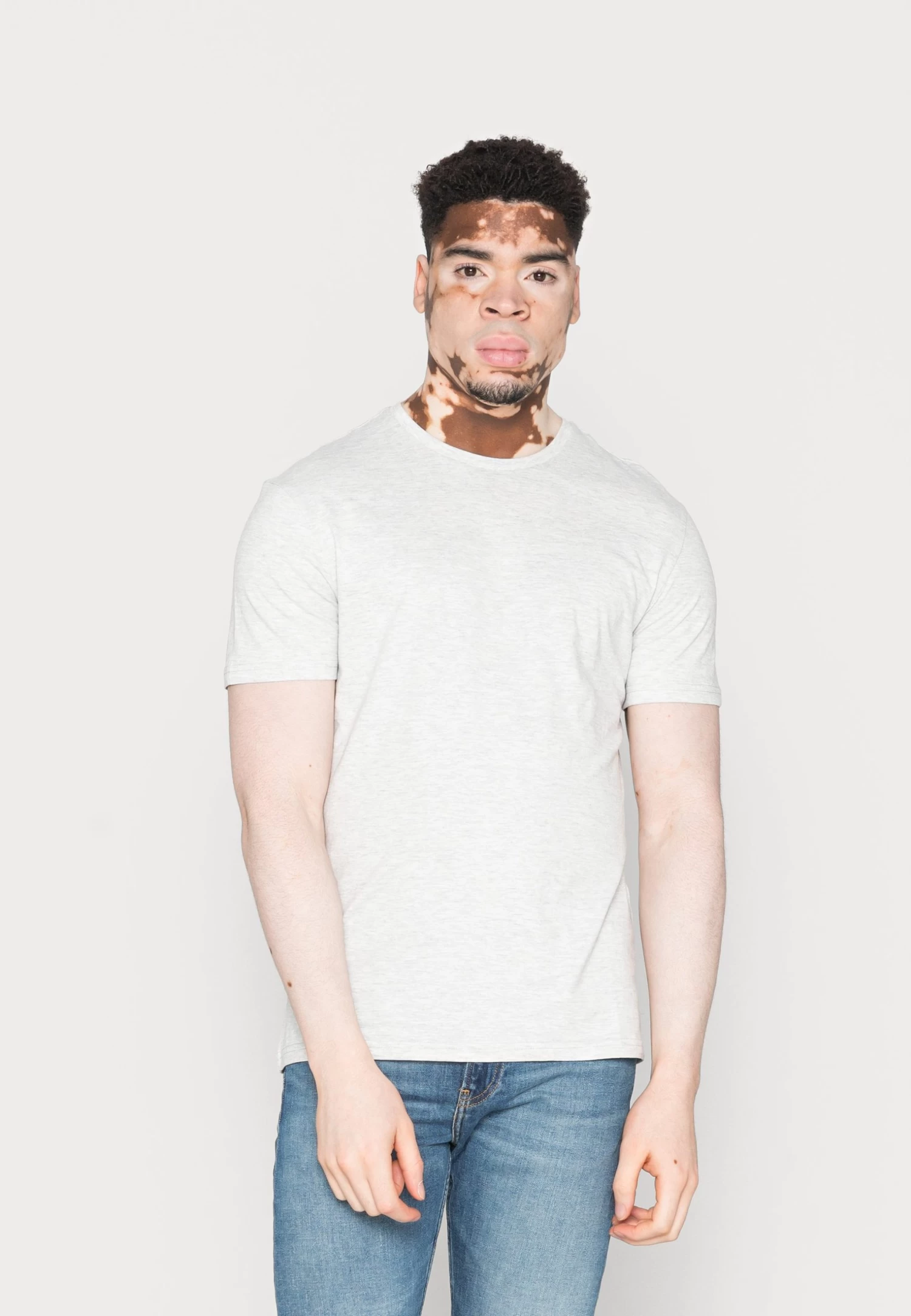 10 Pack - Basic T-Shirt - Mottled Light Grey/Black/White