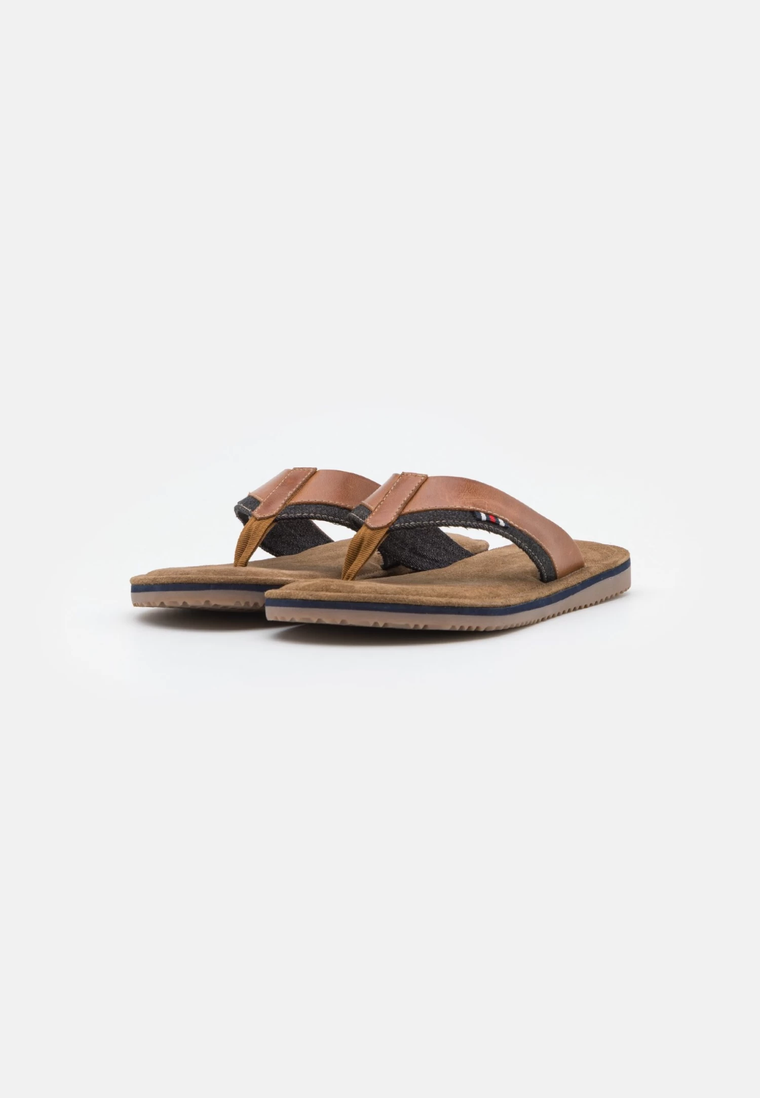 Leather - T-Bar Sandals - Cognac