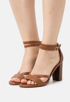 Pier One Leather - High Heeled Sandals - Cognac