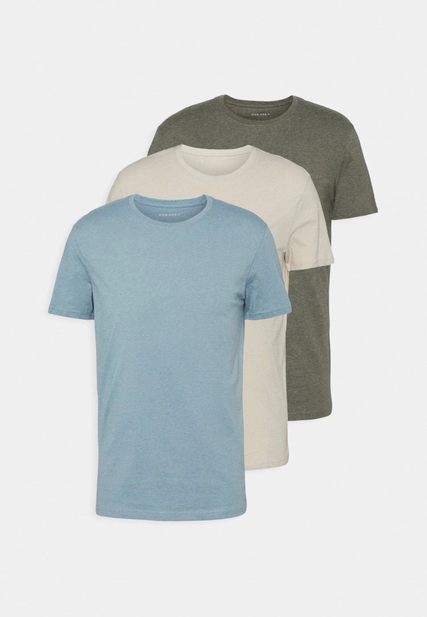 3 Pack - Basic T-Shirt - Brown/Beige/Light Blue