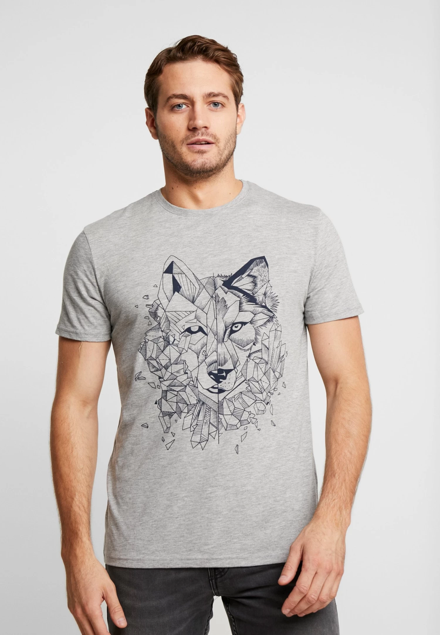 Print T-Shirt - Mottled Grey
