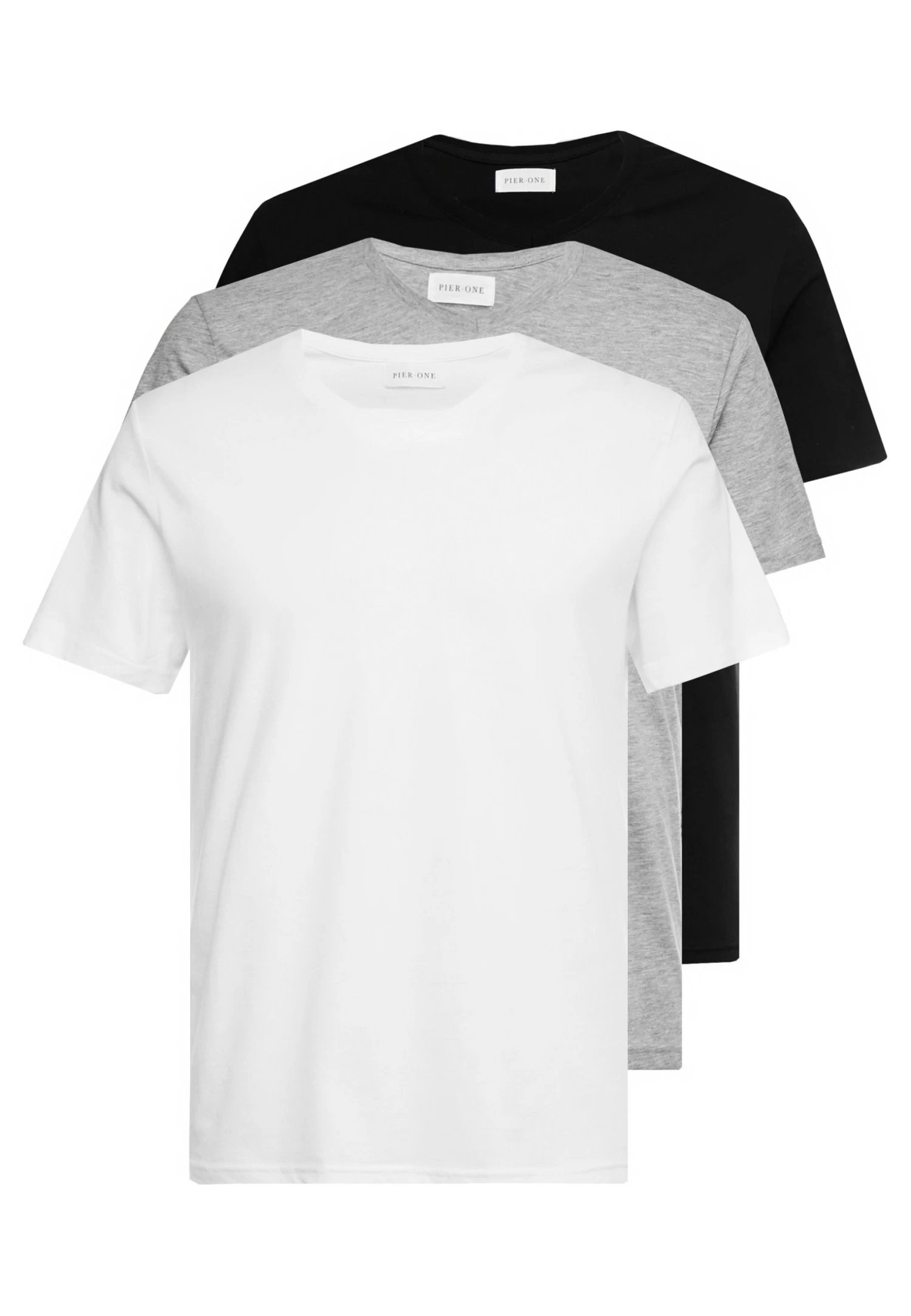 3 Pack- Basic T-Shirt - White/Black/Light Grey