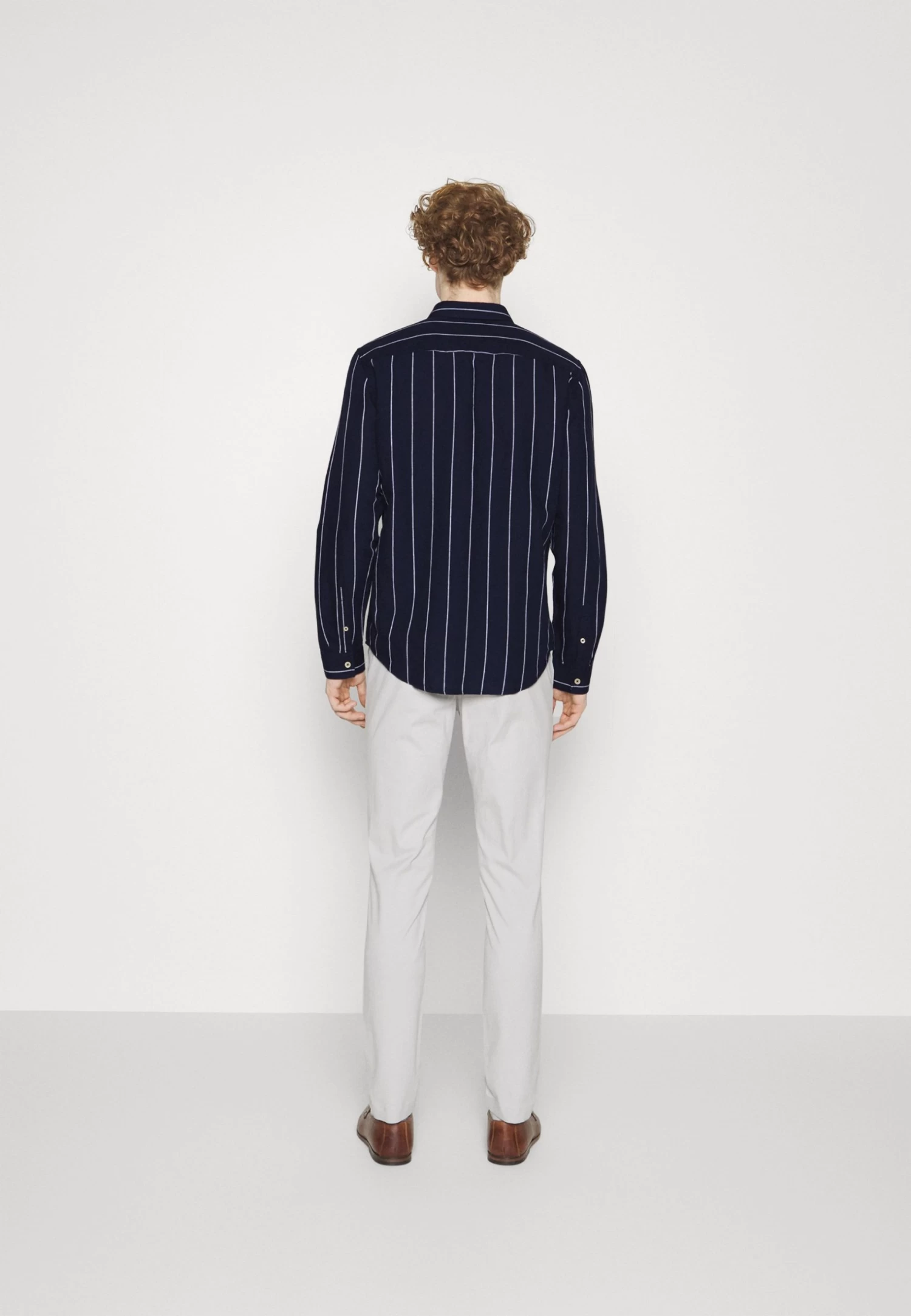 Linen Mix Stripe - Shirt - Dark Blue