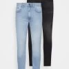 Pier One 2 Pack - Jeans Skinny Fit - Light Blue/Black
