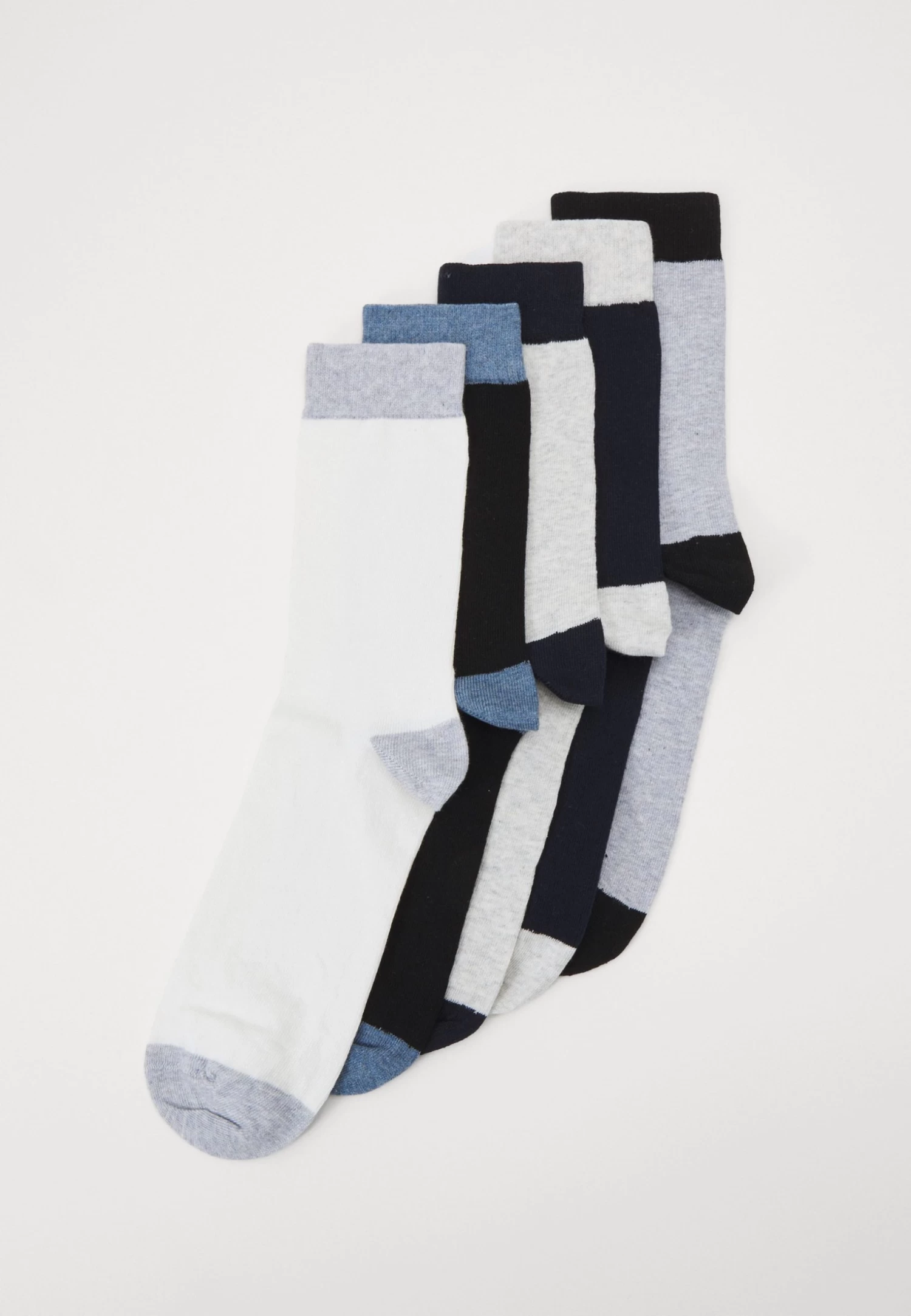 5 Pack - Socks - Mottled Light Grey/Dark Blue/Black