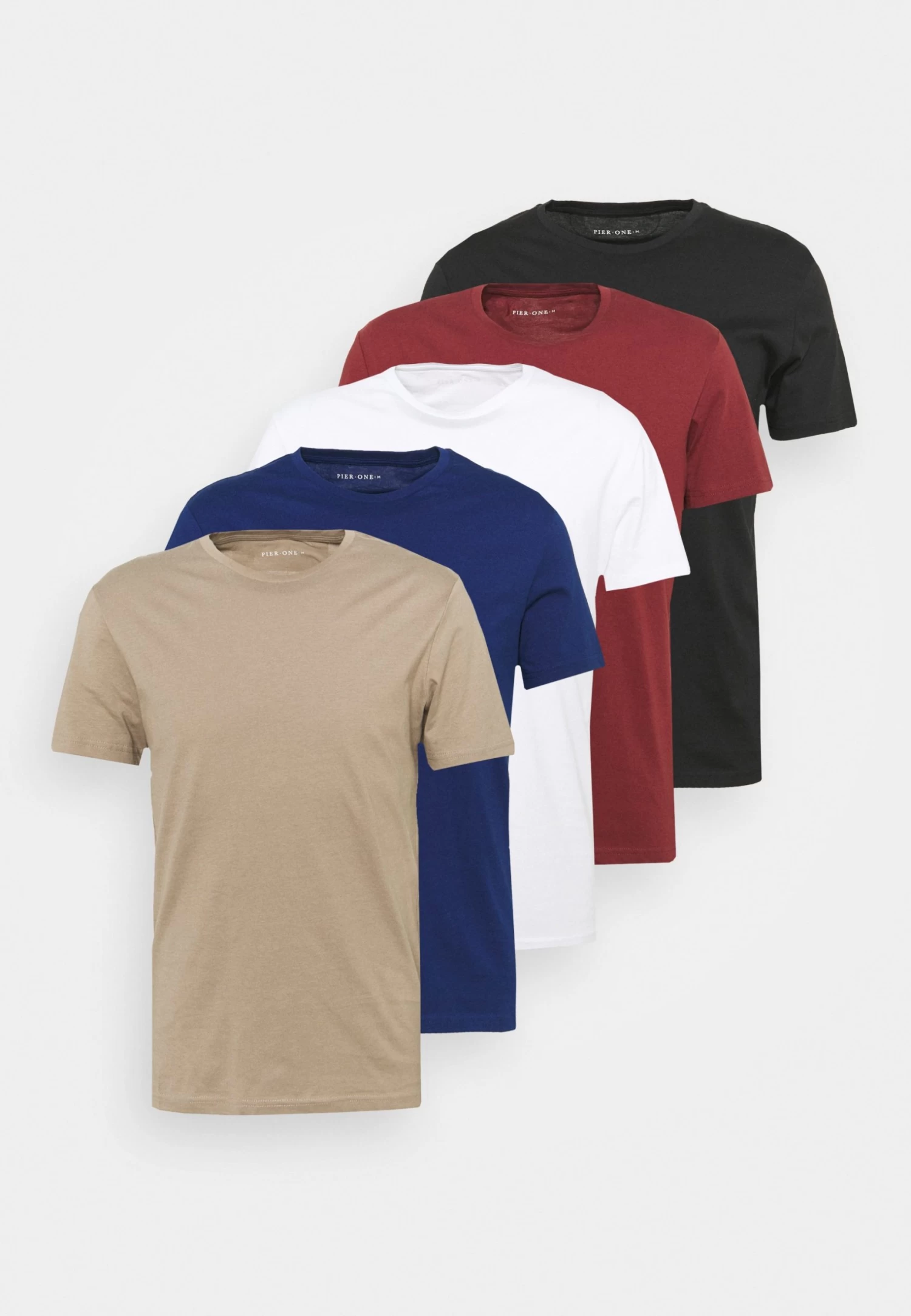 5 Pack - Basic T-Shirt - White/Black/Bordeaux