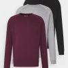 Pier One 3 Pack - Sweatshirt - Bordeaux/Black/Grey