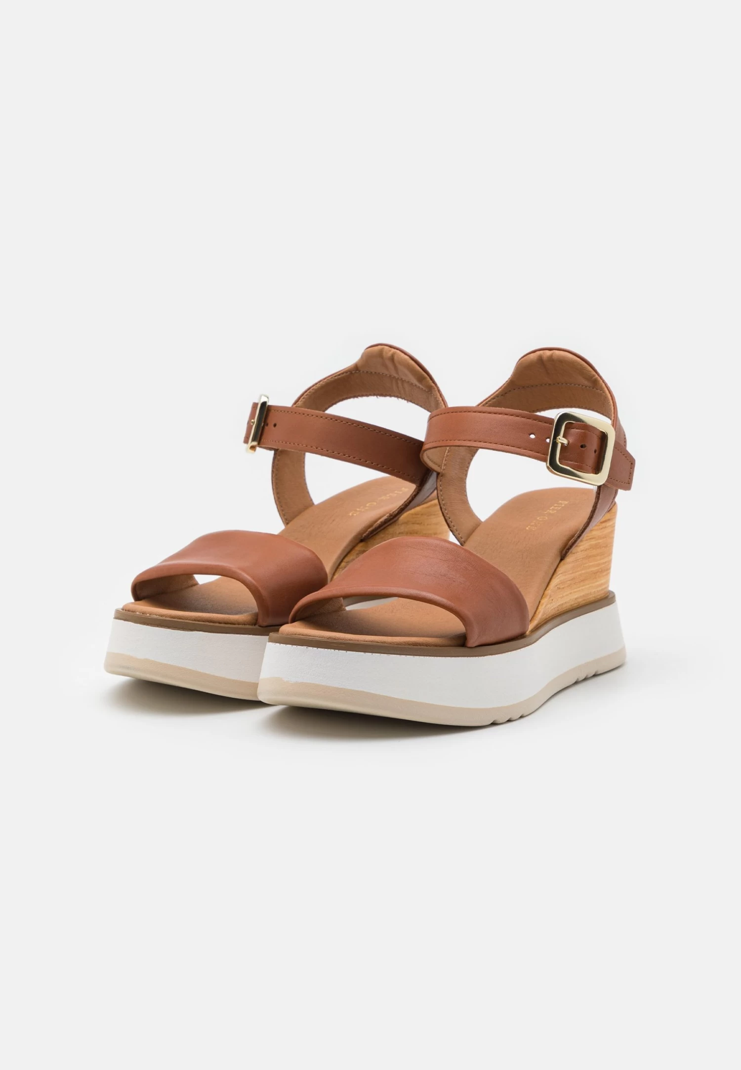 Leather - Platform Sandals - Cognac