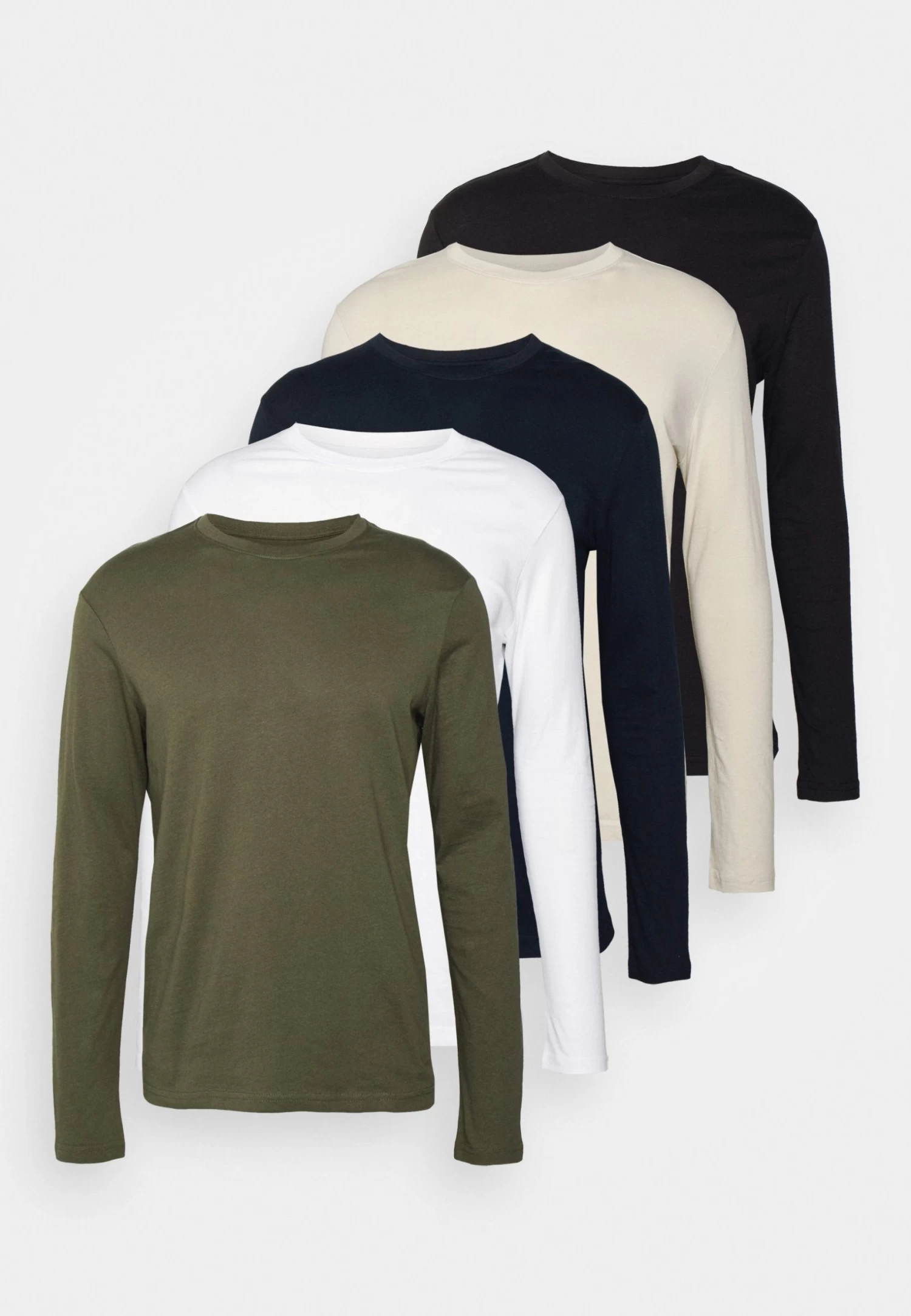 5 Pack - Long Sleeved Top - Blue/White/Beige/Olive