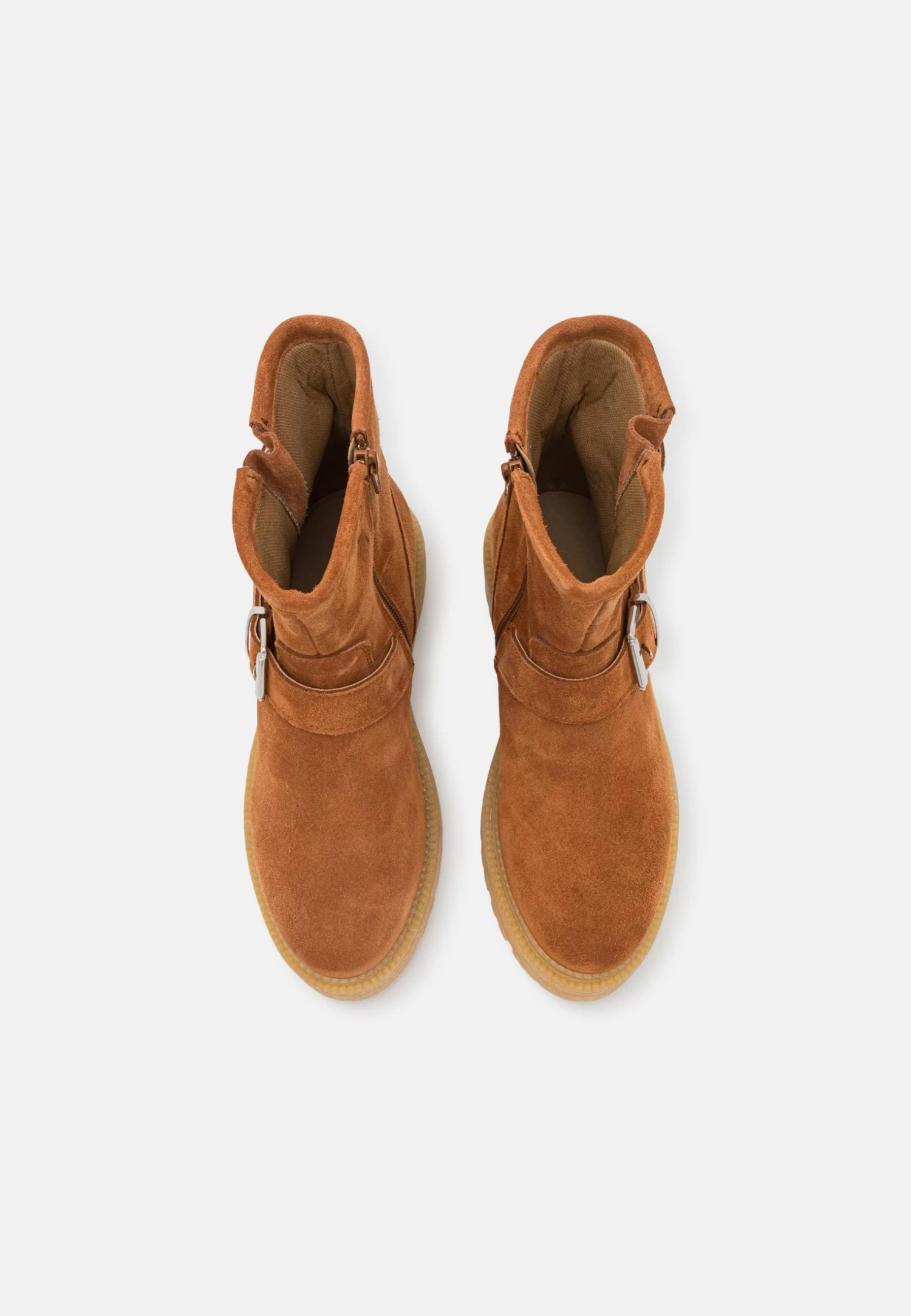 Leather - Cowboy/Biker Ankle Boot - Cognac