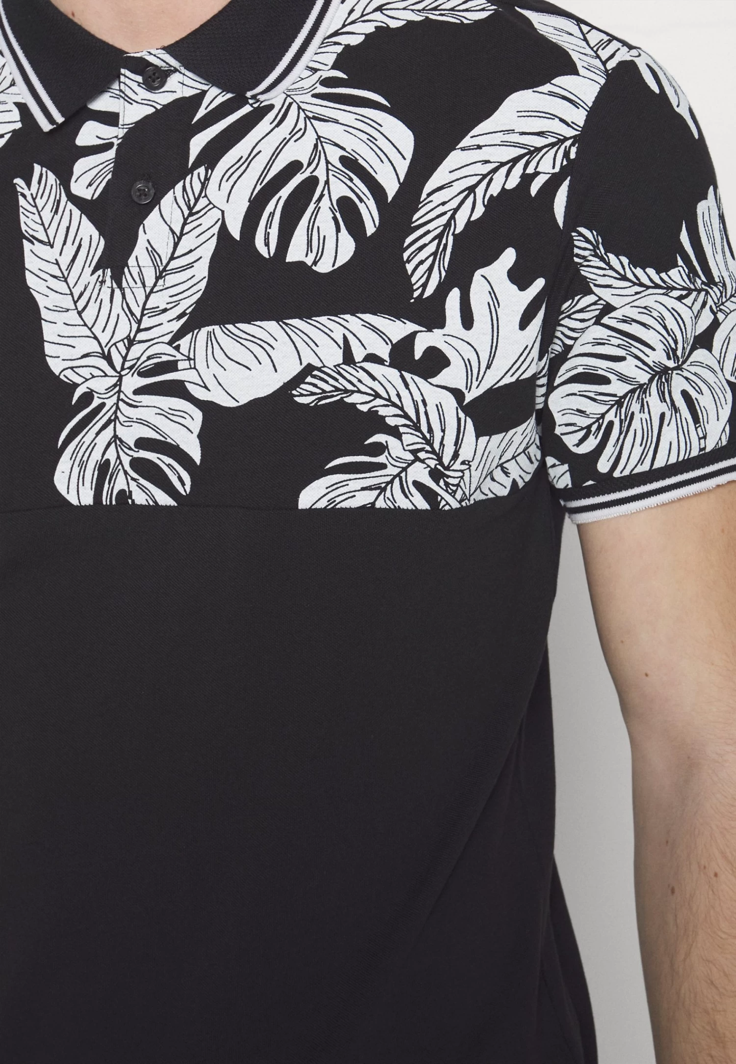 Yoke Mono- Polo Shirt - Black/White