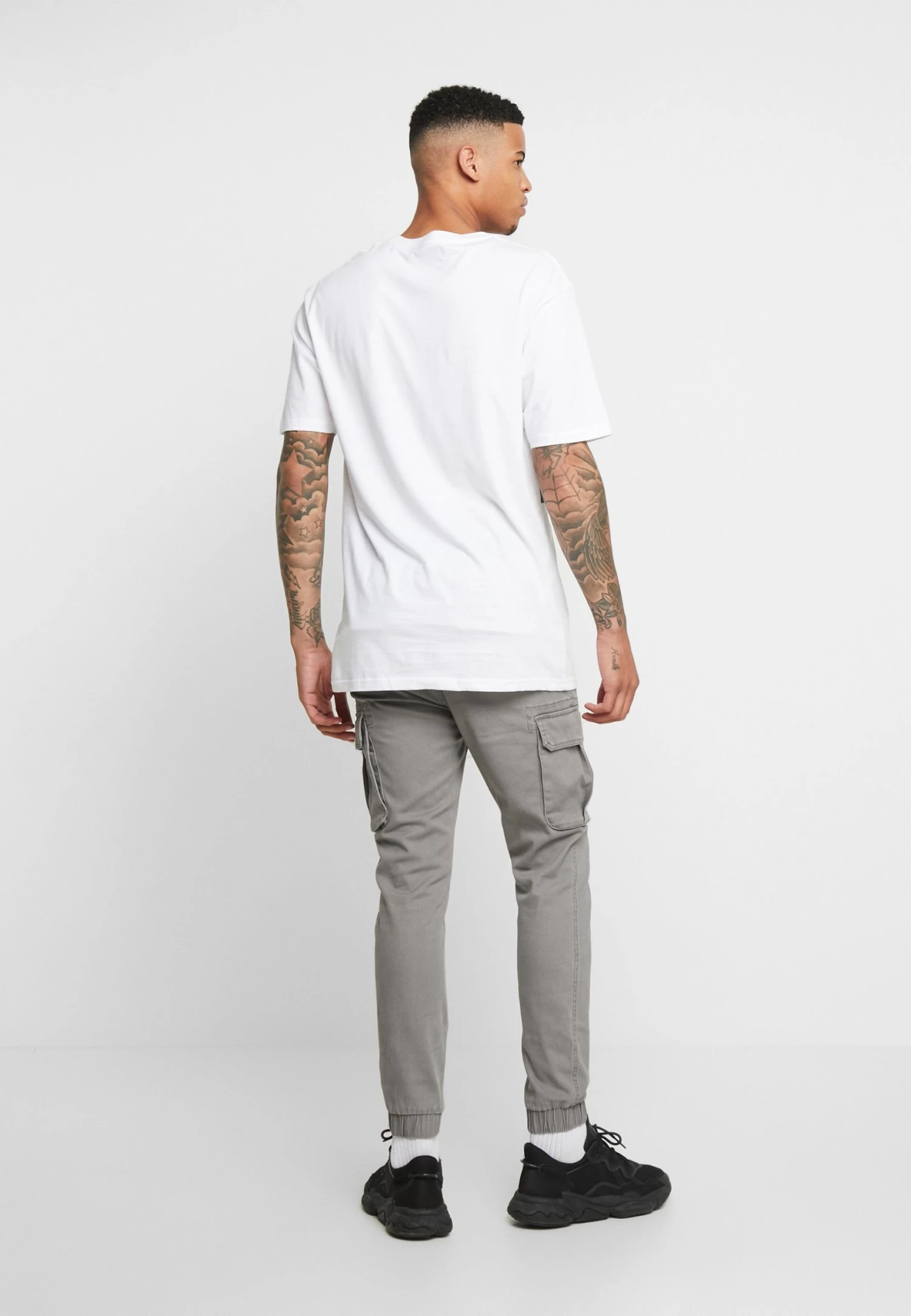 Cuffed Skinny Trouser- Cargo Trousers - Grey