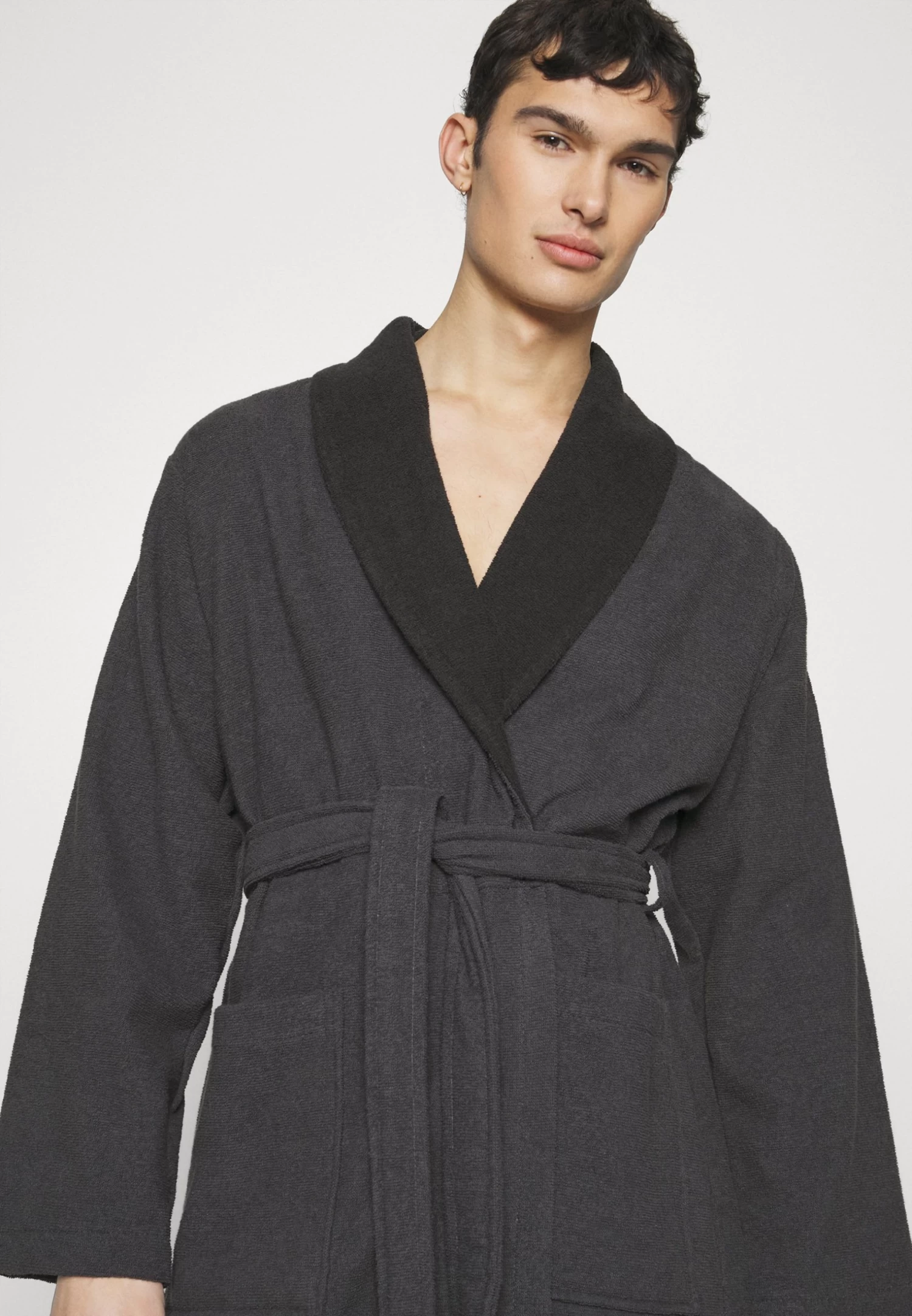 Shawl Towel Bathrobe - Dressing Gown - Dark Grey