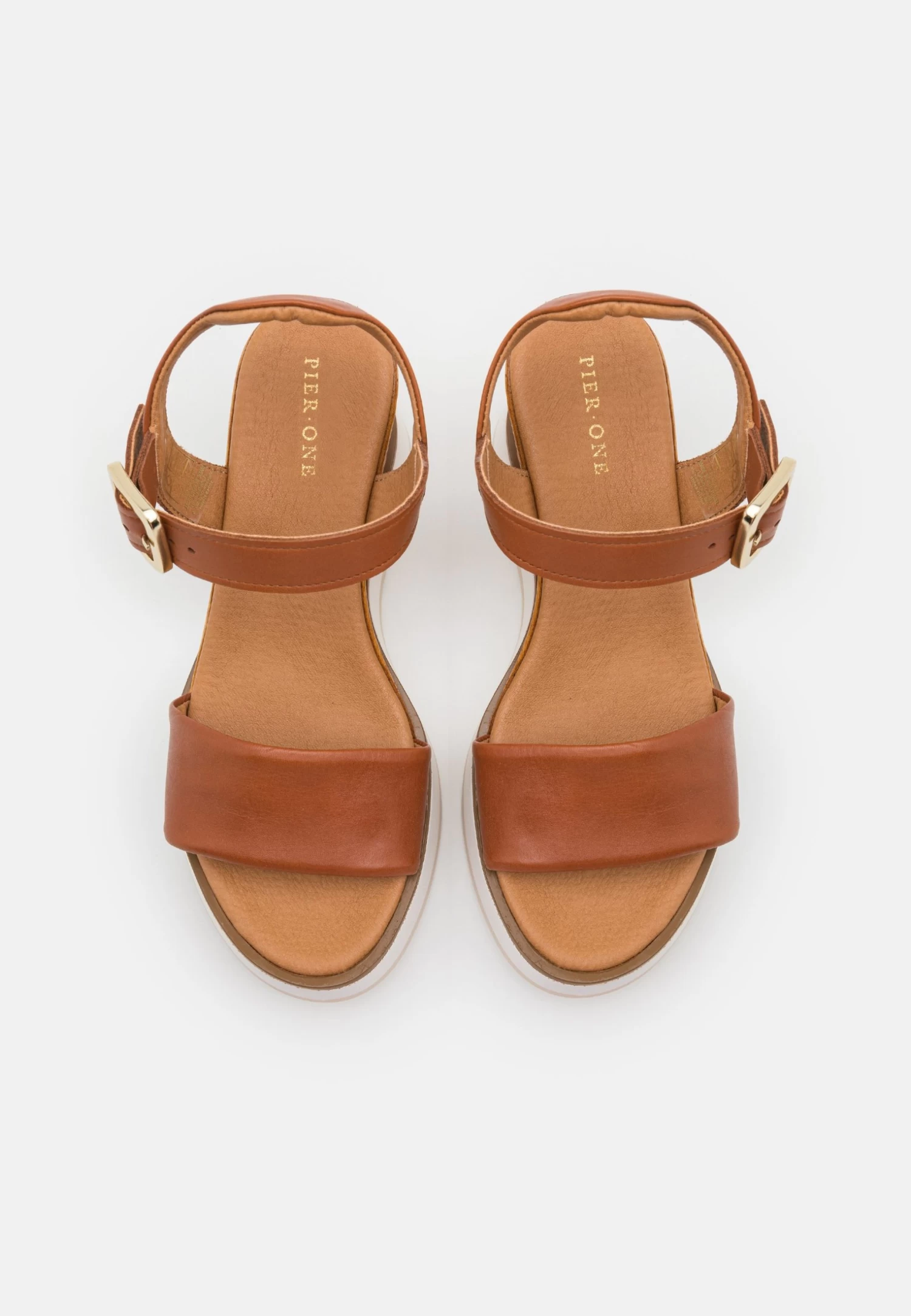 Leather - Platform Sandals - Cognac