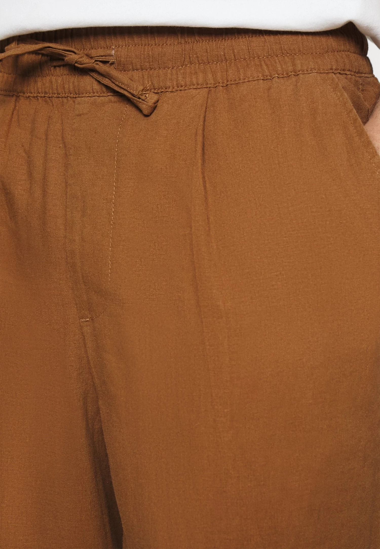 Drawcord Trousers Linen Blend - Trousers - Brown
