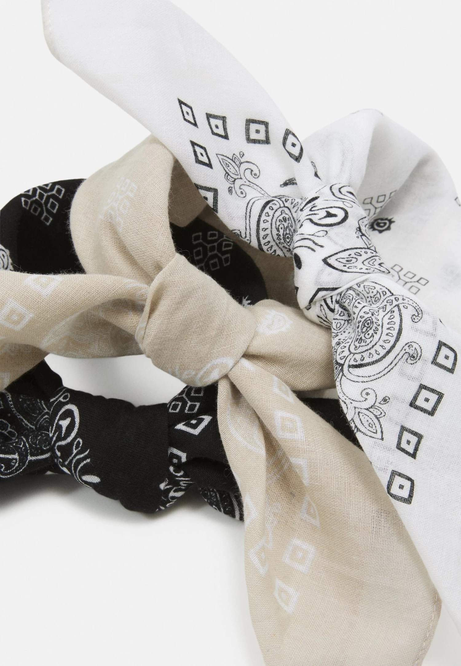 Bandana Unisex 3 Pack - Foulard - Black/White/Beige