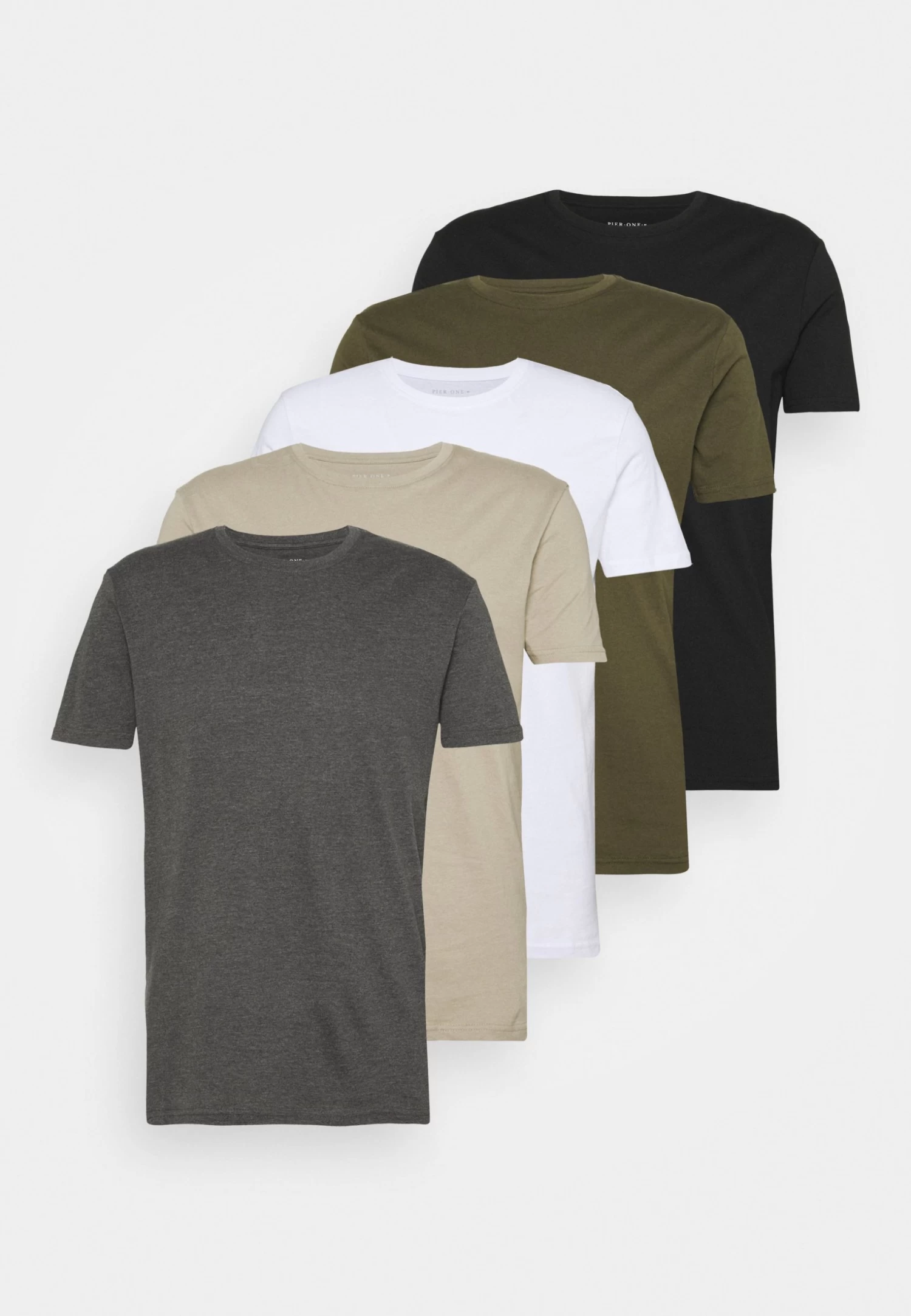 5 Pack - Basic T-Shirt - White/Dark Grey/Black