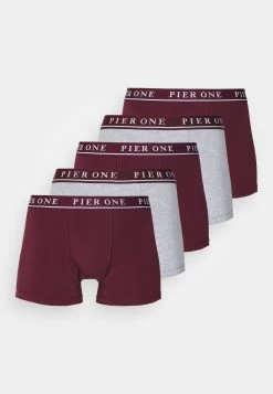 Pier One 5 Pack - Pants - Bordeaux/Mottled Grey