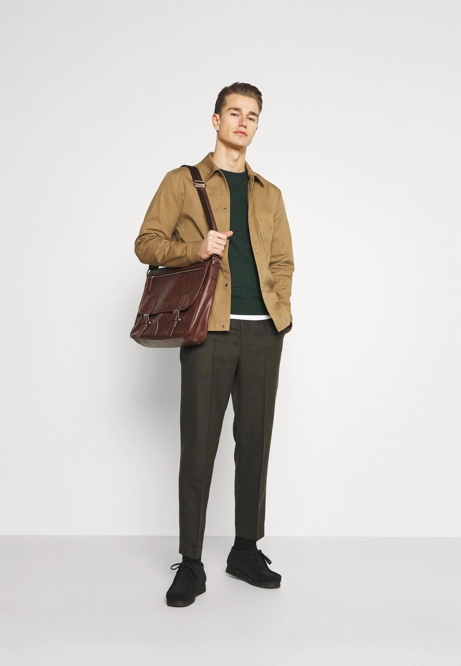 Basic Crewneck - Jumper - Mottled Dark Green