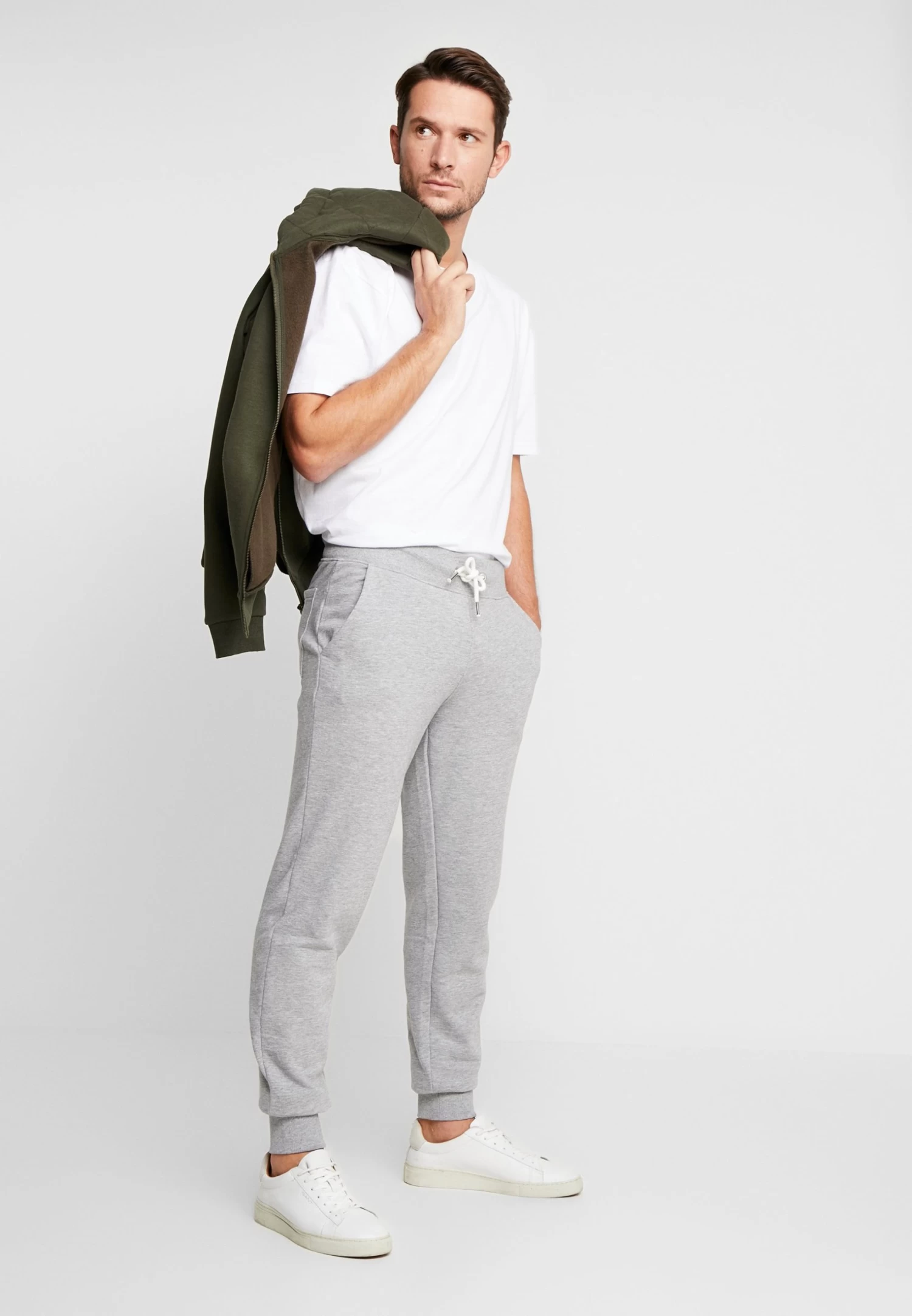 Tracksuit Bottoms - Mottled Light Grey