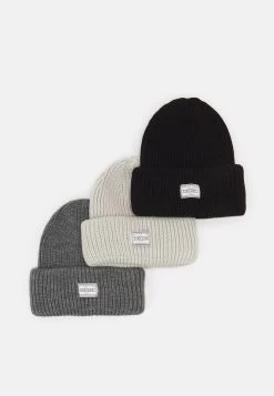Pier One Unisex 3 Pack - Beanie - Black/Dark Grey/Off-White